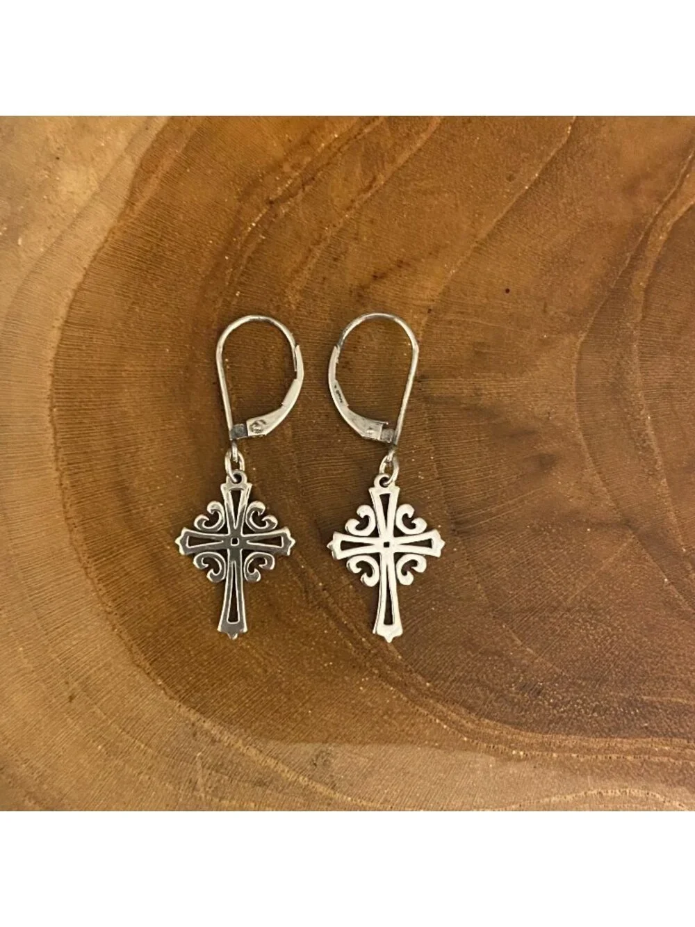 RETIRED James Avery Adorned Cross Lever-Back Earrings, Sterling Silver